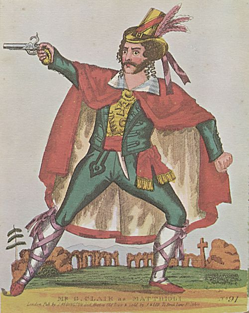 Englischer Lithograph um 1840: Der Schauspieler G. Clair als Matthioli