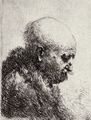 Rembrandt Harmensz. van Rijn: Kahlkpfiger Mann, im Profil nach rechts gewendet