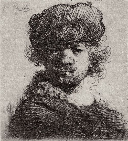 Rembrandt Harmensz. van Rijn: Selbstportrt mit runder Mtze