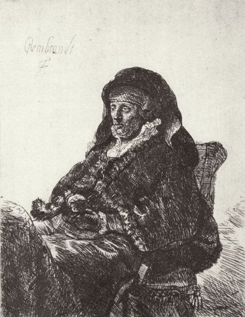 Rembrandt Harmensz. van Rijn: Portrt der Mutter, mit dunklen Handschuhen