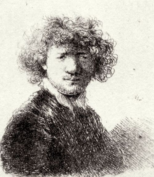 Rembrandt Harmensz. van Rijn: Selbstportrt mit krausem Haar
