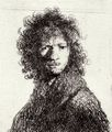 Rembrandt Harmensz. van Rijn: Selbstportrt, ber die Schulter blickend