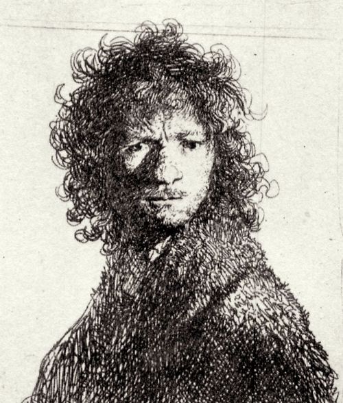 Rembrandt Harmensz. van Rijn: Selbstportrt, ber die Schulter blickend