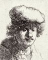 Rembrandt Harmensz. van Rijn: Selbstportrt mit der berhngenden Kappe