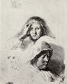 Rembrandt Harmensz. van Rijn: Studienblatt mit drei Frauenköpfen