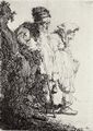 Rembrandt Harmensz. van Rijn: Bettler und Bettlerin hinter einem Erdhügel