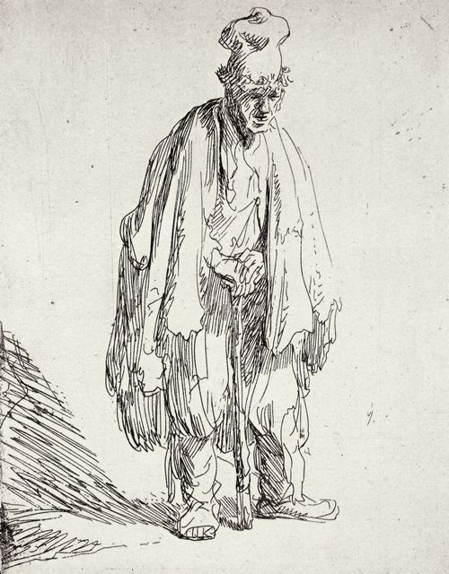 Rembrandt Harmensz. van Rijn: Groer stehender Bettler