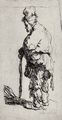 Rembrandt Harmensz. van Rijn: Stehender Bettler mit Mütze und Ohrklappen
