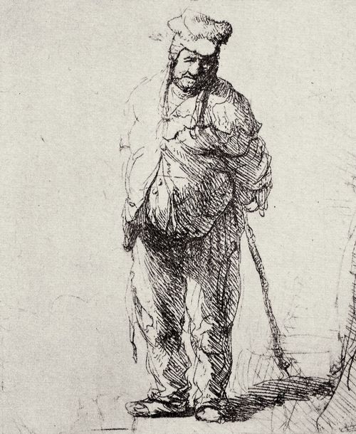 Rembrandt Harmensz. van Rijn: Stehender, zerlumpter Mann mit den Hnden auf dem Rcken