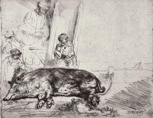 Rembrandt Harmensz. van Rijn: Das Schwein