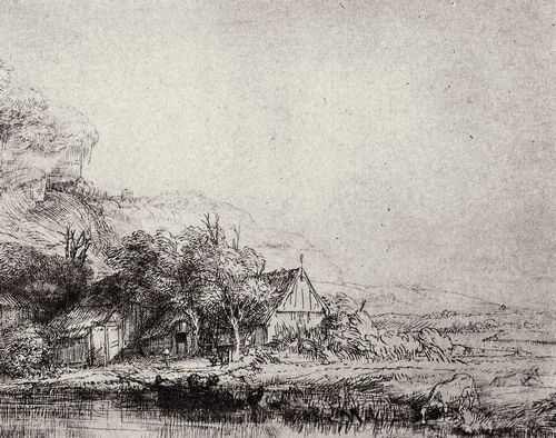 Rembrandt Harmensz. van Rijn: Landschaft mit saufender Kuh