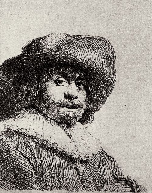 Rembrandt Harmensz. van Rijn: Portrt eines Mannes mit breitkrempigem Hut