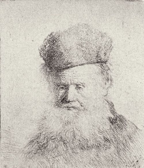 Rembrandt Harmensz. van Rijn: Portrt eines brtigen Greises mit Pelzmtze