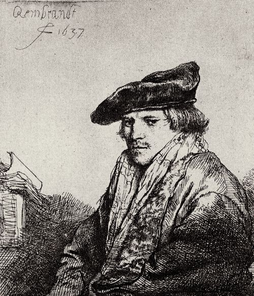 Rembrandt Harmensz. van Rijn: Portrt eines nachdenklichen jungen Mannes