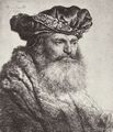 Rembrandt Harmensz. van Rijn: Porträt eines bärtigen Mannes mit Barett und Agaffe