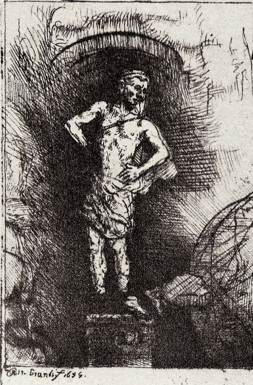 Rembrandt Harmensz. van Rijn: Illustration zu »Piedra gloriosa« von Manasse ben Israel, Die Statue Nebukadnezars