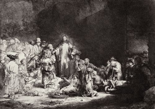 Rembrandt Harmensz. van Rijn: Hundertguldenblatt, Christus heilt die Kranken
