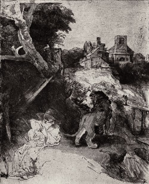 Rembrandt Harmensz. van Rijn: Hl. Hieronymus in bergiger Landschaft