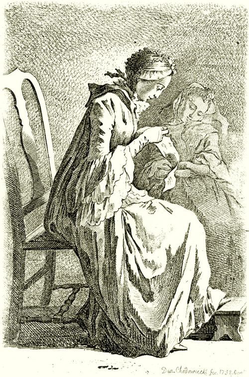 Chodowiecki, Daniel Nikolaus: Die beiden sitzenden Damen (Demoiselle Quantin und die Gattin des Knstlers)