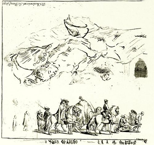 Chodowiecki, Daniel Nikolaus: Die Caravane und schlafende Frau (Nach Rembrandt)