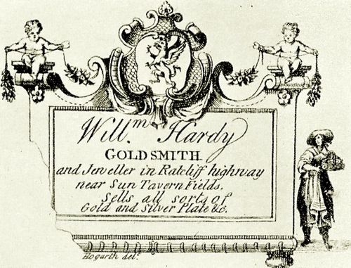 Hogarth, William: Geschftskarte fr den Goldschmied William Hardy