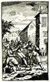 Hogarth, William: Kleine Illustration zu Samuel Butlers »Hudibras«, Hudibras wird von Trulla überwältigt