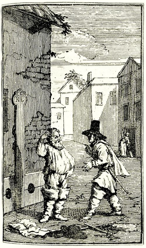 Hogarth, William: Kleine Illustration zu Samuel Butlers »Hudibras«, Hudibras und Ralpho im Streitgesprch