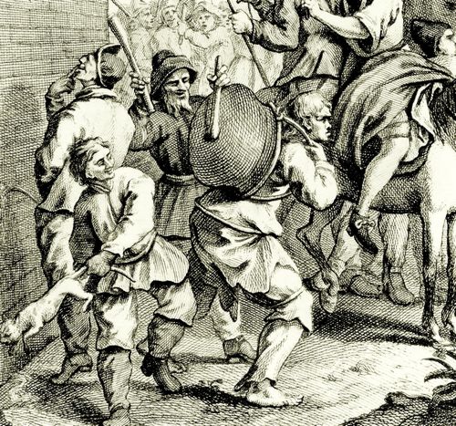 Hogarth, William: Groe Illustrationen zu Samuel Butlers »Hudibras«, Hudibras gert in einen Narrenzug