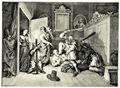 Hogarth, William: Große Illustrationen zu Samuel Butlers »Hudibras«, Hudibras wird von bösen Geistern katechisiert