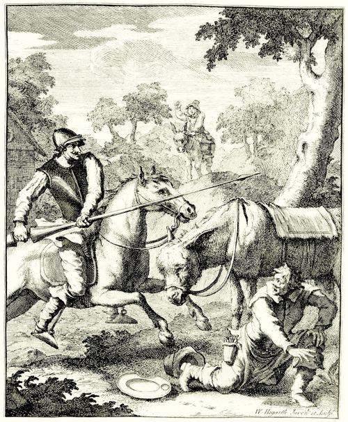 Hogarth, William: Illustration zu Cervantes »Don Quichote«, Das Abenteuer mit dem Helm des Mambrino
