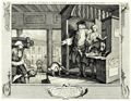 Hogarth, William: Folge »Fleiß und Faulheit«, Viertes Blatt: Der Fleißige, der Liebling seines Prinzipals und im Besitz von dessen Vertrauen
