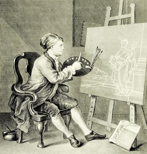 Hogarth, William: Hogarth, die komische Muse malend (Selbstportrt)