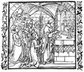 Dürer, Albrecht: Illustration zum »Der Ritter vom Turn«, Szene: Männer und Frauen, die während der Messe schwätzen, werden vom bösen Geist befallen
