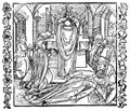 Dürer, Albrecht: Illustration zum »Der Ritter vom Turn«, Szene: Eine leichtfertige Frau wird während der Messe ohnmächtig und fällt ihrem Liebhaber in die Arme
