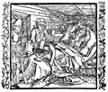 Dürer, Albrecht: Illustration zum »Der Ritter vom Turn«, Szene: Der Seiler läßt der Frau zur Strafe die Beine brechen