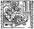 Dürer, Albrecht: Illustration zum »Der Ritter vom Turn«, Szene: Der Seiler findet den Mönch wieder bei seiner Frau und ersticht beide