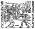 Dürer, Albrecht: Illustration zum »Der Ritter vom Turn«, Szene: Eine unschuldig verurteilte Jungfrau wird von einem Ritter gerettet