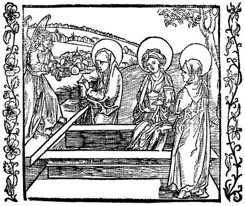 Drer, Albrecht: Illustration zum »Der Ritter vom Turn«, Szene: Die drei Frauen am Grabe