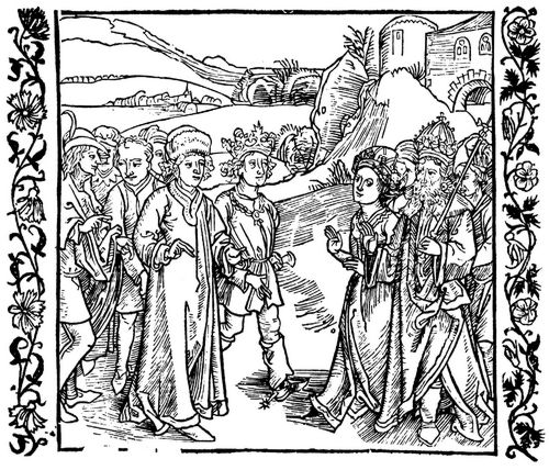 Drer, Albrecht: Illustration zum »Der Ritter vom Turn«, Szene: Catonet erzhlt vor dem Kaiser seine Erlebnisse