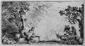 Castiglione, Giovanni Benedetto: Satyr zu Fen einer Herme sitzend