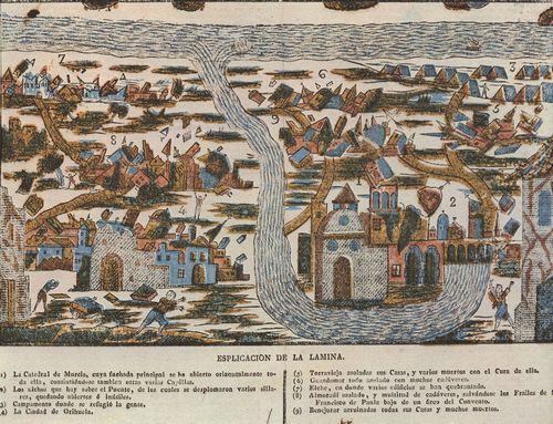 Holzschneider von 1829 aus Barcelona: Das Erdbeben von Murcia