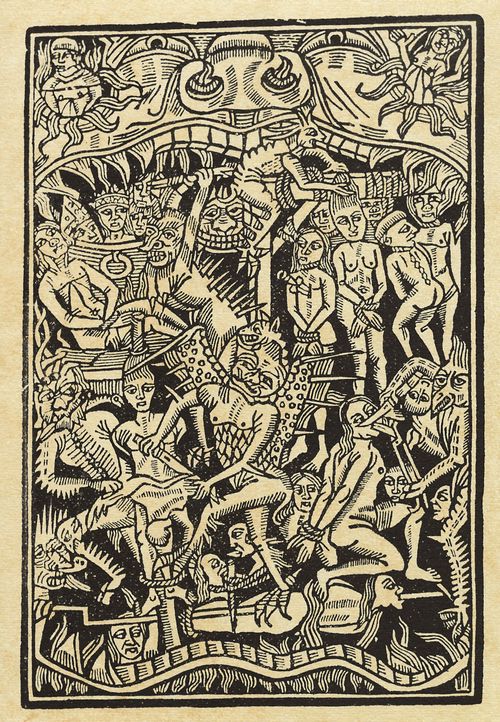 Holzschneider um 1499 aus Zaragoza: Illustration zum »Buch von den vier letzten Dingen« des Karthäusermönchs Dionysius, Der Höllendrachen