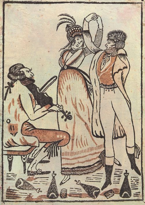 Spanischer Holzschneider der 1. Hlfte des 19. Jahrhunderts: Tanzszene in der Manier Goyas