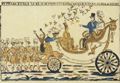 Spanischer Holzschneider von um 1827: Einzug des Knigs Fernando VII. und seiner Gemahlin in Barcelona