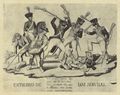 Spanischer Kupferstecher Anfang des 19. Jahrhunderts: Milizsoldaten begraben die Servilen oder Reaktionäre