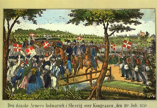 Kopenhagener Holzschneider um 1850: Einmarsch der dnischen Armee in Schleswig