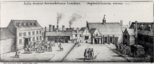 Hollar, Wenzel: London, Das Hofgebäude des Hauses des Earl of Arundel, Blick von Norden