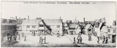 Hollar, Wenzel: London, Das Hofgebäude des Hauses des Earl of Arundel, Blick von Süden