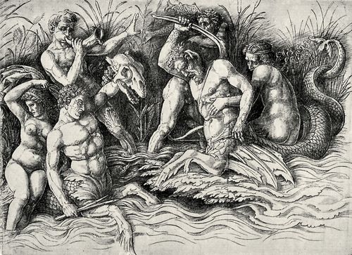 Mantegna, Andrea: Die Schlacht der Meeresgtter, rechter Teil