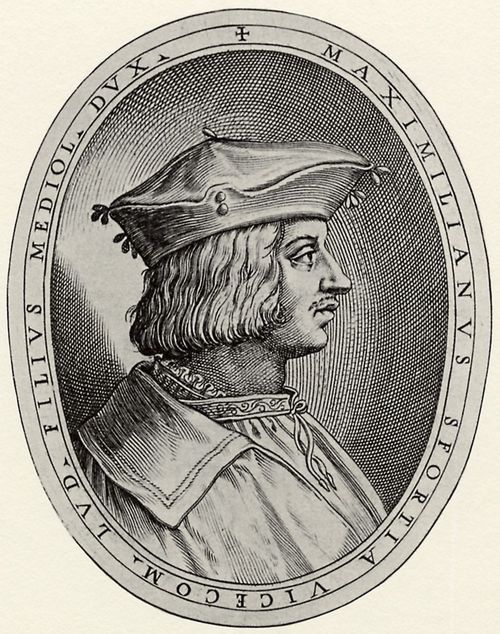 Campi, Antonio: Illustration fr Antonio Campis »Cremona fedelissima«, Portrt des Massimiliano Sforza